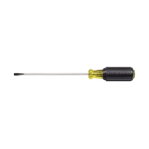 Klein Tools 601-10 Flat Head Screwdriver, Made in USA, 3/16-Inch Cabinet Tip with 10-Inch Round Shank