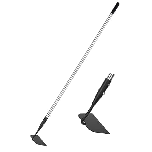 Garden Hoe, Long Handle Hoe Garden Tool with Non-Slip Silicone Cover, 56-Inch Stainless Steel Handle, Heavy Duty Hoe with Durable Blade, for Digging Loosening Weeding Planting