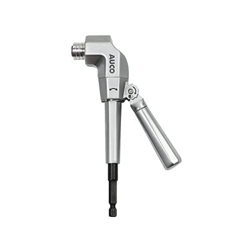 AUCO Durable Right Angle Drill Attachment, Adjustable Drill Adapter, Impact Fit, Max Torque 500 in-lbs (56.5 Nm), All Metal Body & Steel Gear, For Use with Cordless Drill and Impact Driver
