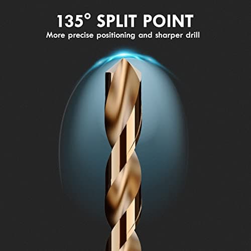Cobalt Drill Bit Set, 29Pcs M35 High Speed Steel Bits for Hardened Metals, Stainless Steel, Cast Iron and Wooden Plastics, with Metal Index Storage Box, 1/16"-1/2"