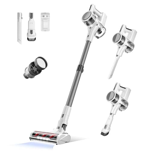Vacuum Cleaners for Home, 80,000PRM Powerful Motor Cordless Vacuum with Removable 2200mAH Battery up to 35 Mins Worktime, 2 Adjustable Modes and Detachable Parts Stick Vacuum (Marble White)
