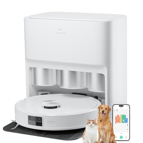 Robot Vacuum with All-in-One Station, Dual Mops with 12 mm Auto-Lift and Carpet Detection, Auto Dust Collection, 6000 Pa Suction, 180 Mins Runtime, Auto Mop Washing & Drying