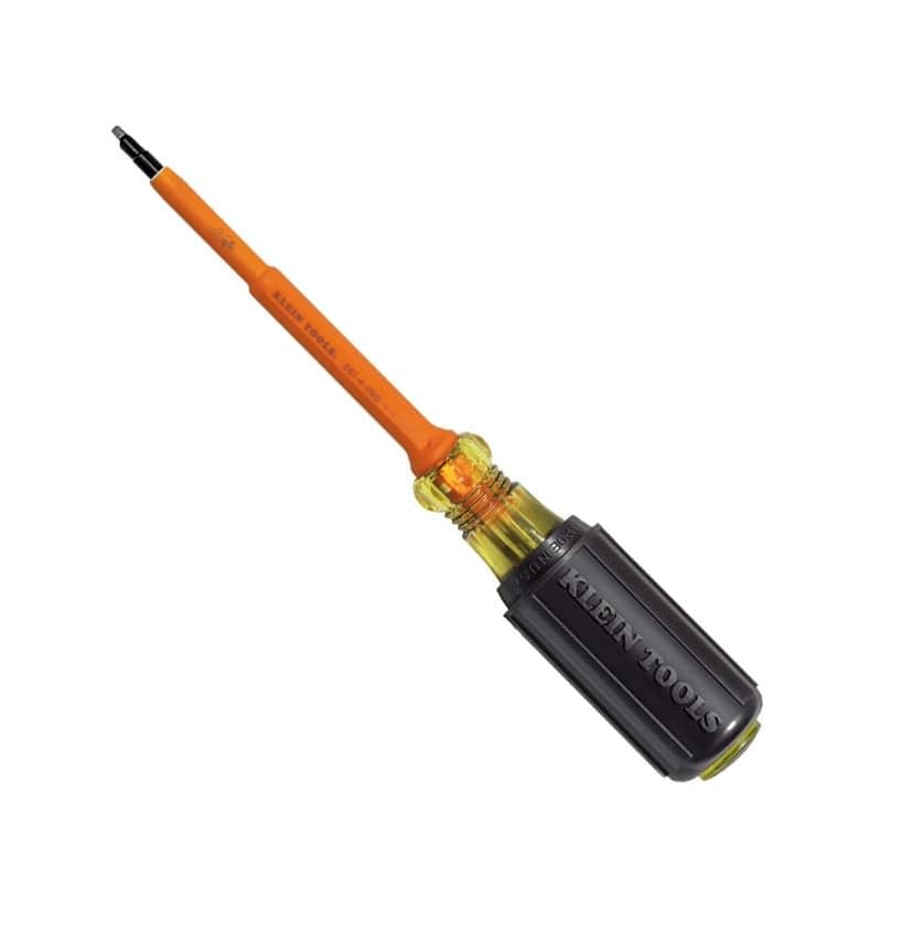 Klein Tools 661-4-INS Insulated Screwdriver, Made in USA, #1 Square Tip with 4-Inch Shank