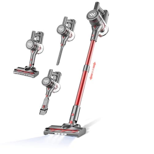 Cordless Vacuum Cleaner,Vacuum Cleaners for Home with Super Suction,Stick Vacuum Cleaner Rechargeable Up to 35 Mins Runtime,Lightweight Hardwood Floor Vacuum for Pet Hair,Carpet(Deep Red)