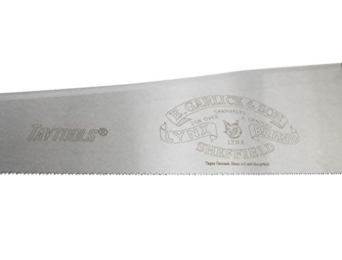 Lynx Garlick Taytools Thomas Flinn British 24” Crosscut Saw with Taper Ground Blade, Stained Beech Handle 10 TPI Filed for Cross Cutting