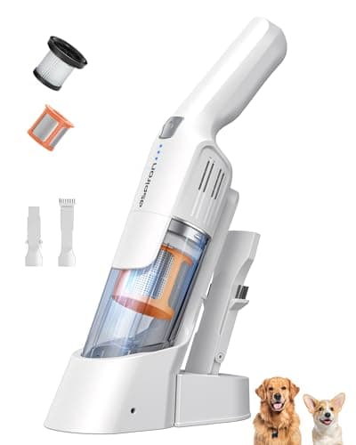 Aspiron Cordless Handheld Vacuum, 24KPA Powerful Car Vacuum, Rechargeable, Charging Dock, Ergonomic Handle, 2-in-1 Crevice Tool, 1.8lb Portable Vacuum Cleaner with 2-Speed for Car, Home, White