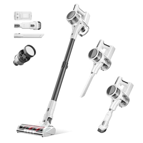 Vacuum Cleaners for Home, 80,000PRM Powerful Motor Cordless Vacuum with Removable 2200mAH Battery up to 35 Mins Worktime, 2 Adjustable Modes and Detachable Parts Stick Vacuum (Bright White)