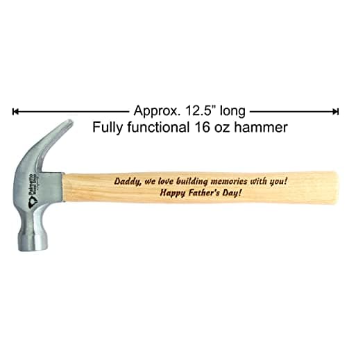 Palmetto Wood Shop Hammer - Laser Engraved Father's Day Gifts, Wood Hammer for Construction, Demolition, DIY Projects, Housework, Carpentry, Metalworking, Framing - Full-Size, 12.5-inch Claw Hammer