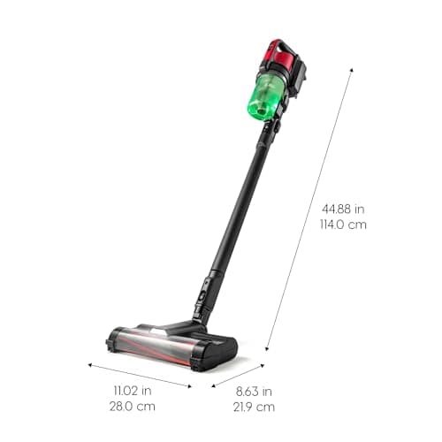 IRIS USA Cordless Vacuum Cleaner for Home, Rechargeable, Ultra Lightweight, 50-Minute Runtime Fast Charging, 230W, Carpet, Hard Floor, Tile, Non-Slip Lean Support Design, LED Dust Sensor, Black