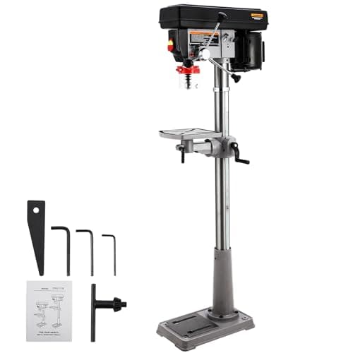 13 in Floor Drill Press, 7.5 Amp 120V, 288-3084 RPM Variable Speed Cast Iron Bench Drill Press, 0-45°Tilting Worktable, Tabletop Drilling Machine for Wood Metal