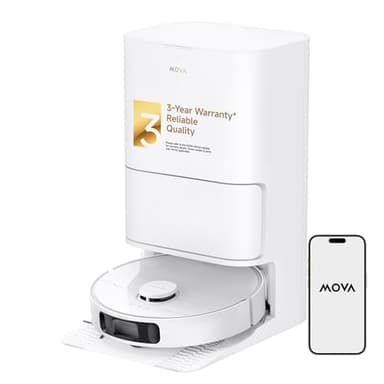 Mova P10 Ultra Robot Vacuum and Mop 8,300Pa Suction 140°F Hot Water Auto Mop Washing & Drying, Dual Spinning Extenable Clean, 10.5mm Lifting for Carpet, 360°Obstacle Avoidance, App Control