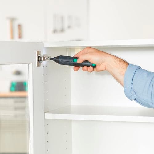 Amazon Basics by SKIL 4V Cordless Stick Screwdriver with 34-Piece Bit Set, Carrying Case, USB Charging, LED Work Light, 3 Torque Settings