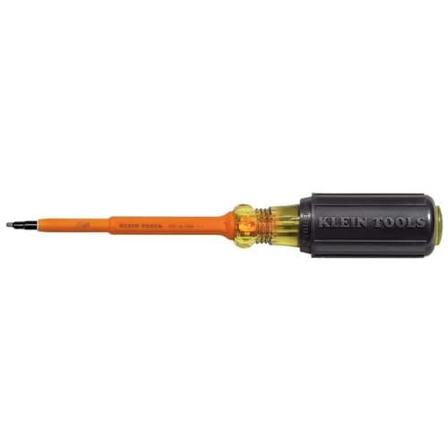 Klein Tools 661-4-INS Insulated Screwdriver, Made in USA, #1 Square Tip with 4-Inch Shank