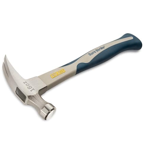 ESTWING Sure Strike Hammer - 16 oz Rip Claw Hammer with Smooth Face & Carbon Fiber Handle - SSCF16S