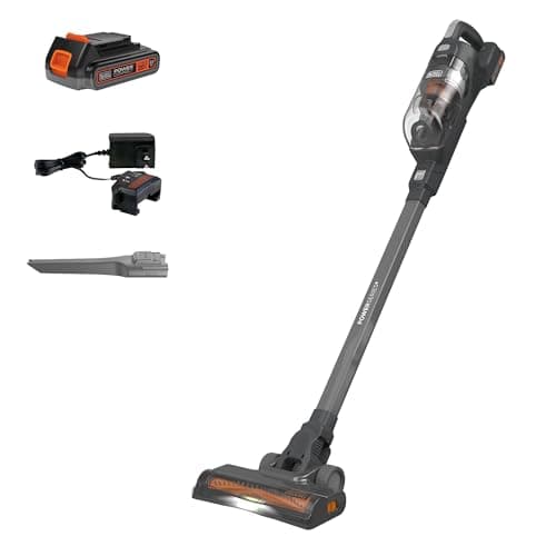 BLACK+DECKER POWERSERIES+ 20V MAX Cordless Vacuum Cleaner, Stick Vacuum Rechargeable with LED Floor Lights, Anti-Tangle Lightweight, Removable Battery (BHFEA18D1)