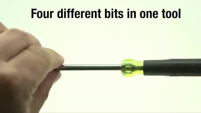 Klein Tools 32581 4-in-1 Electronics Screwdriver Set with 2 Slotted, 2 Phillips Precision Machined Bits, Ideal for Terminal Blocks