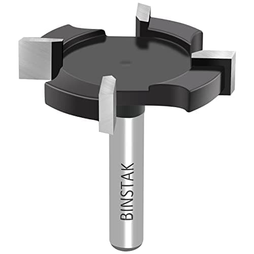 CNC Spoilboard Surfacing Router Bit 1/4 Inch Shank, Extra Large 1-1/2 Inch Cutting Diameter, Slab Flattening Router Bit Planing Bit Wood Planing Bit Dado Planer Bit(Carbide-4 Wings)