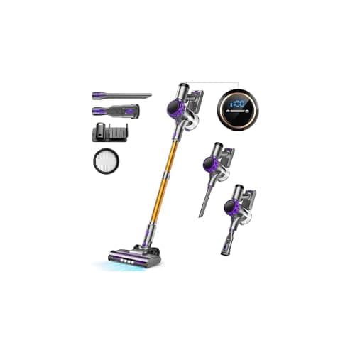 S3 Cordless Vacuum Cleaner, 45kPa Powerful Suction Vacuum Cleaners for Home, 55-Min Runtime Rechargeable Stick Vacuum, Self-Standing, for Pet Hair Carpet Hard Floor, LED Display
