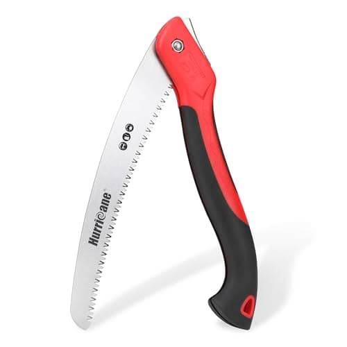 HURRICANE Folding Hand Saw, 10 Inch Pruning Saw, Hand Saw for Wood Cutting, Camping Tree Saw with SK5 Curved Blade, Triple-cut Razor Teeth, Outdoor Portable Saw for Tree Trimming, Gardening, Hiking