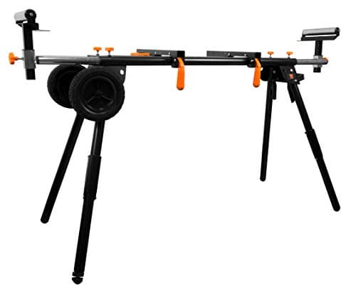 Evolution Power Tools R185SMS+ 7-1/4" Multi-Material Compound Sliding Miter Saw Plus & WEN MSA330 Collapsible Rolling Miter Saw Stand with 3 Onboard Outlets