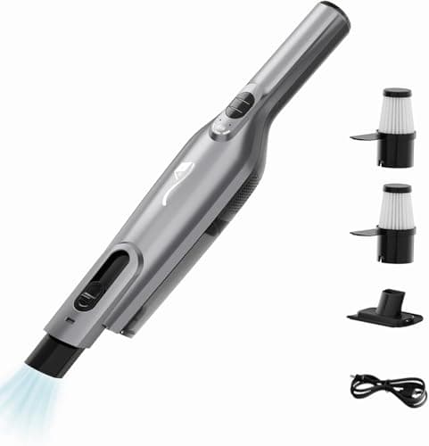 Cordless Handheld Vacuum, Lightweight Portable Hand Vacuum Cleaner with LED Light,Rechargeable Hand Held Vacuum with Charging Dock, Powerful Suction for Office, Home,Car,Silver