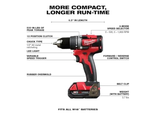 Milwaukee 2892-22CT M18 Compact Brushless 2-Tool Combo Kit, Drill Driver/Impact Driver
