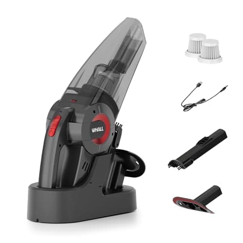 whall Handheld Cordless Car Vacuums, Wet and Dry Use 9000Pa Strong Suction Vacuums, Rechargeable Portable Vacuum Cleaner with LED, Charging Dock, Lightweight Mini Vacuum for Car, Home and Office, Red