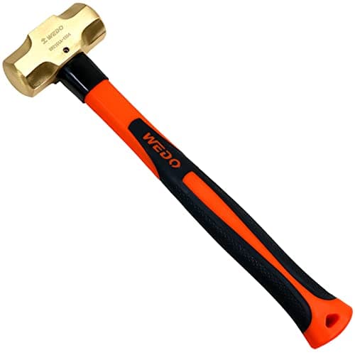 WEDO Brass Sledge Hammer With Fiberglass Handle, Non-Magnetic, Die-Forge, Corrosion Resistant, DIN Standard, 1lb, 300mm, 12"