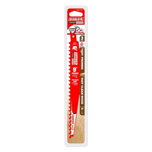 Diablo Demo Demon Carbide Tipped Reciprocating Saw Blades for Pruning and Clean Wood - Carbide Tooth Design - 9" Length, 3 TPI, 3-Pack - DS0903CP3
