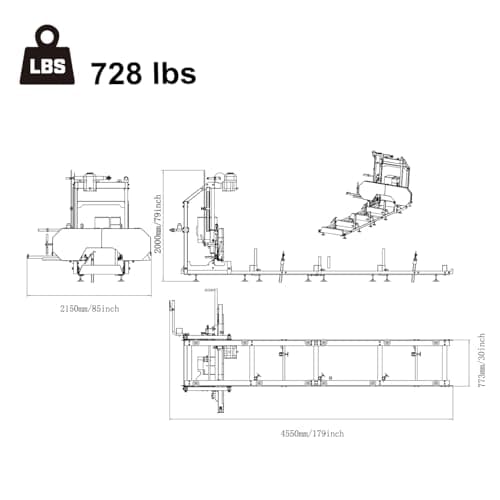 26" inch Portable Sawmill,420cc 15HP E-Start Gasoline Engine, 22" Board Width,13' Track Length, Model SM-26