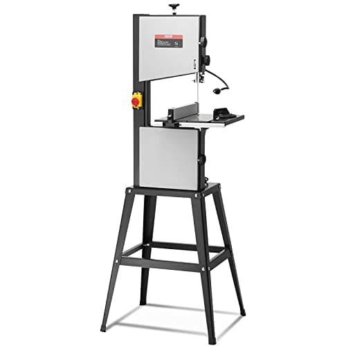 VEVOR Band Saw with Stand, 10-Inch, 560 & 1100 RPM Two-Speed Benchtop Bandsaw, 370W 1/2HP Motor with Metal Stand Optimized Work Light Workbench Fence and Miter Gauge, for Woodworking Aluminum Plastic