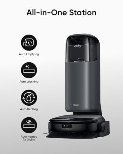 eufy S1 with All-in-One Station, HydroJet Robot Vacuum and Mop Combo, 8,000 Pa Suction, Smart Obstacle Avoidance, Multi-Level Mapping, Mop Auto-Retraction, Perfect for Pet Hair