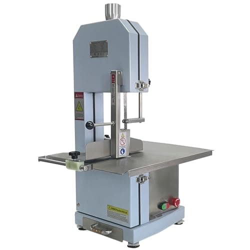 1100W Electric Bone Saw Machine For Butchering – Max 7.4-Inch Cutting Thickness, Frozen Meat Cutter 110V Commercial Bandsaw, 22 x 17.7-Inch Table for Chicken, Fish, Beef, With 5 Saw Blades