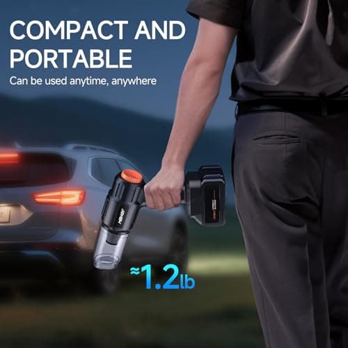 Car Vacuum Portable Cordless, 35000PA High Power Suction & Blower, Wireless Handheld Vacuum Cleaner for Car, Home, Office, Pet(Coal Black)