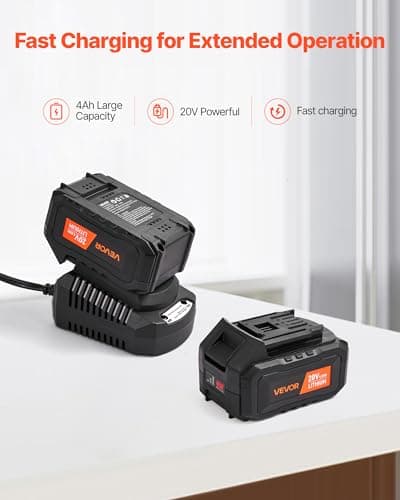 VEVOR 5/8" SDS-Plus Rotary Hammer Drill,20V Brushless Cordless Hammer Drills,4.0Ah Lithium-Ion Battery Powered,3.0A Fast Charger,Electric Demolition Hammers Variable Speed,Power Tool For Concret