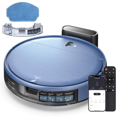 Robot Vacuum and Mop, 2-in-1 Robotic Vacuums Cleaner with Smart Max Strong Suction, WiFi/App/Alexa Voice Control, Obstacle Avoidance, for Pet Hair, Carpets and More - Blue