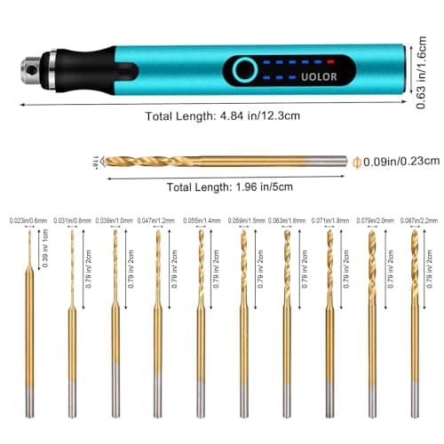 3-Speed Cordless Mini Drill Pen, Rechargeable DIY Electric Hand Drill with 10 Small Drill Bits, Micro Drill Set for Jewelry Making Stone Plastic Resin Keychains