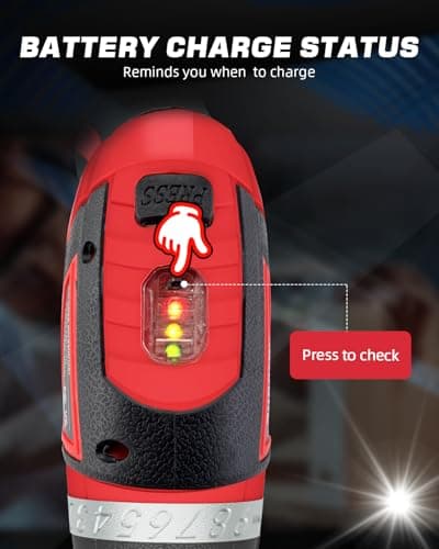 Cordless Electric Screwdriver Set, 8V 10Nm Rechargeable Power Electric Drill, Battery Screw Gun with Driver Bit, 320RPM/10+1 Torque, 2 Position Handle, Flexible Shaft LED Light (Red, 28Pcs)