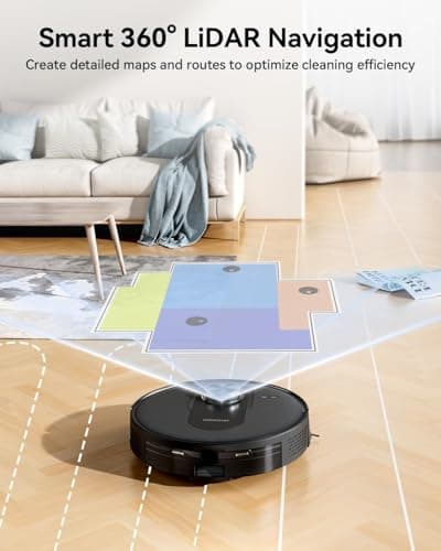 Proscenic Q8 Max Robot Vacuum and Mop with Self Emptying for 60 Days, 5,000 Pa Suction, LiDAR Navigation with Home Mapping, 200 Min Run, Auto Self-Charging, WiFi APP Control for Floor