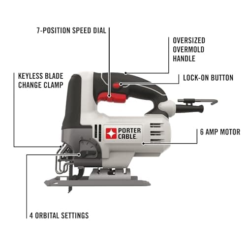 PORTER-CABLE Orbital Jig Saw, 6.0-Amp, Corded (PCE345)