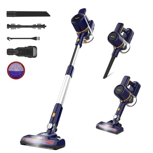 Cordless Vacuum Cleaner, 6-in-1 Multifunction Cordless Vacuum, 210W Powerful Vacuum Cleaner, 6 Cell 2200mAh Stick Vacuum Cordless Rechargeable for Home (Deep-Blue)