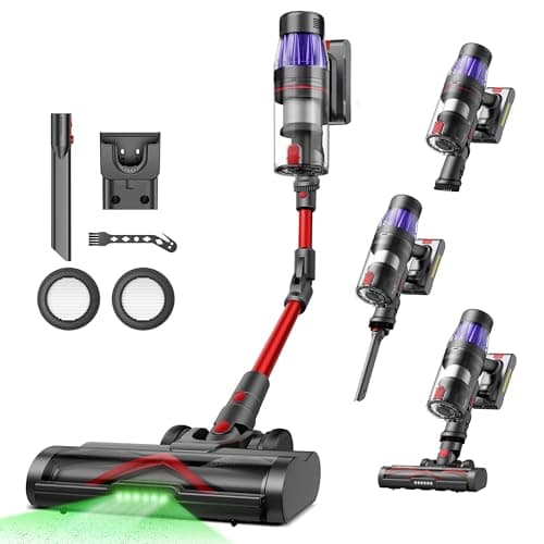 Ultenic Cordless Vacuum Cleaner, 550W/50Kpa, 60Mins Runtime, 180°Bendable Wand, Anti-Tangle Brush, Stick Vacuum Cordless with Charging Dock, Handheld Vacuum for Pet Hair/Carpet/Floor/Car, U16 Flex