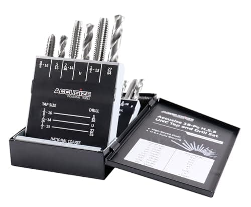 Accusize Industrial Tools U.N.C. 18 Pc H.S.S. Tap and Drill Set, 0001-0040