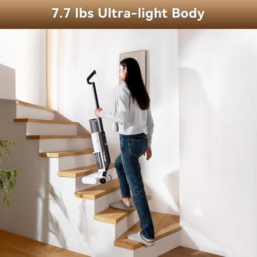 JONR ED12 Lite Wet Dry Vacuum Cleaner, Cordless Vacuum Mop with Self-Washing, 0.1 inch Edge Cleaning, 30min Runtime, Anti-Tangle Design, 7.7lbs Lightweight Mop Vacuum Cleaner for Hard Floors