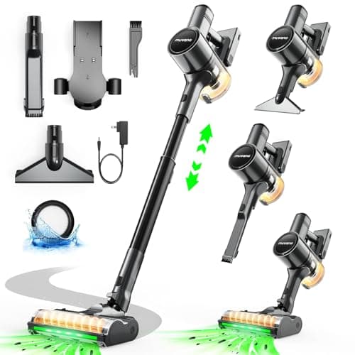 Cordless Vacuum Cleaners for Home, 45KPA Powerful Suction, Up to 60 Minutes, Tangle-Resistant, Lightweight, Rechargeable Stick Vac with Wall Mount for Carpet, Tile, Pet Hair, Hardwood Floors