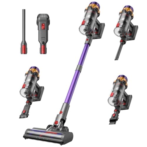 Xlife 550W Cordless Vacuum Cleaner 48KPa Powerful Suction, Long Runtime, Green Light Dust Detection, Adjustable Stick, Tangle-Free Brush for Pet Hair/Carpet/Hardwood Floors-P12