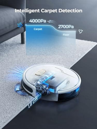 Robot Vacuum and Mop 4000Pa Suction, 3 in1 Robotic Vacuums with Self-Charging, App&Remote&Voice Control, Robot Vacuum for Pet Hair, Carpet, Hard Floor(White)
