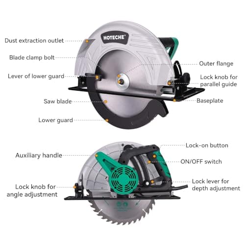 Hoteche 12-Inch Circular Saw 4-HP Compact Portable Table Saw with Saw Blade for Desktop Use