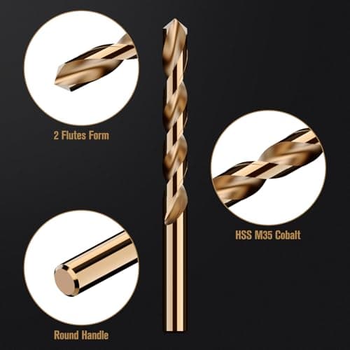 Cobalt Drill Bit Set, 115Pcs M35 High Speed Steel Bits for Hardened Metals, Stainless Steel, Cast Iron and Wooden Plastics, with Metal Index Storage Box