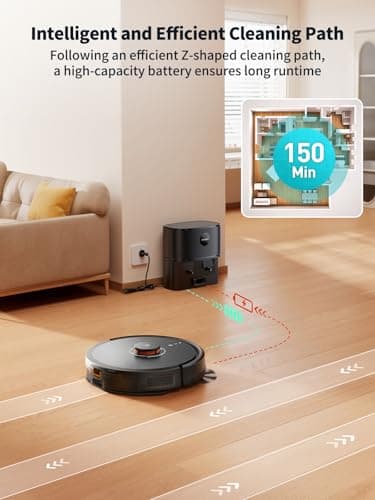 Robot Vacuum and Mop, Self-Emptying Robot Vacuum Cleaner with 5000Pa Suction, Laser Navigator with Smart Mapping Robotic Vacuums, 150Mins Runtime,Schedule,App Alexa Control for Carpet/Pet Hair,Q10 pro